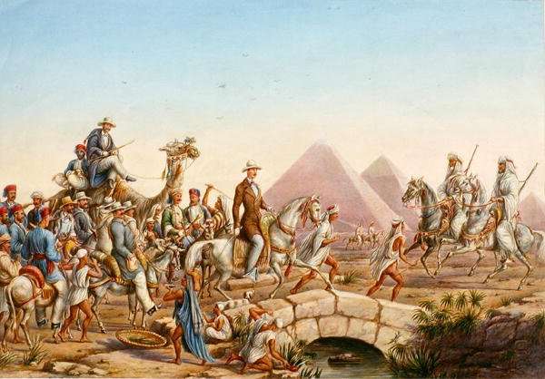 Prince Albert of Prussia with his entourage touring the Pyramids at Giza by Romanticism