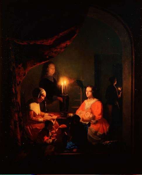A Family in a Candlelit Interior, 1852 by Romanticism