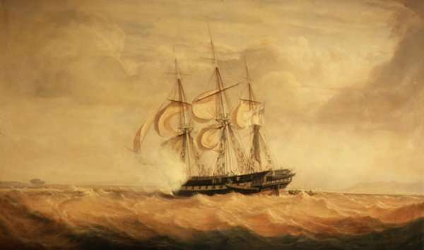 H.M.S. Pique, coming off the rocks on the coast of Labrador on October 23rd, 1830 by Romanticism