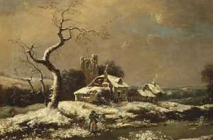 Snowy landscape by Romanticism