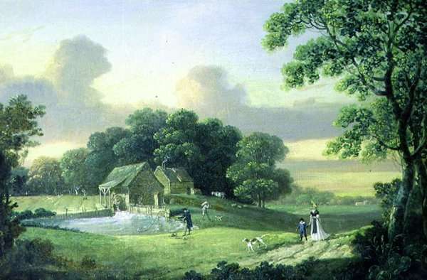 Fishing by a Pond by Romanticism