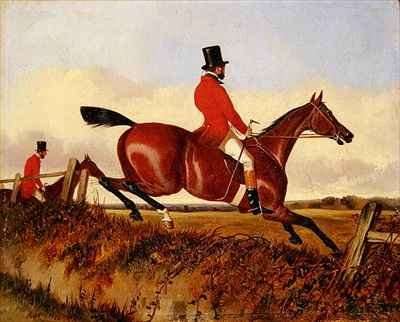 Foxhunting Clearing a Bank by Romanticism