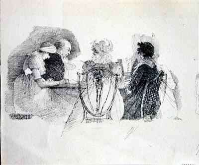 A Gathering at a Table by Romanticism