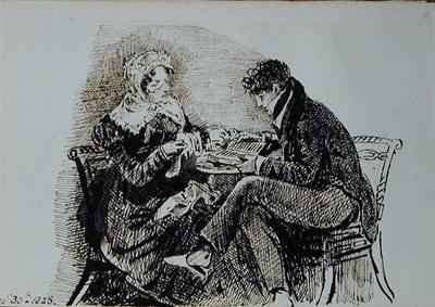 Man and Woman Reading at a Table by Romanticism