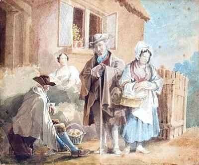 Outside a cottage by Romanticism