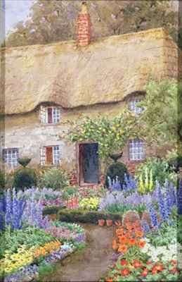A Cottage Garden in Full Bloom by Romanticism