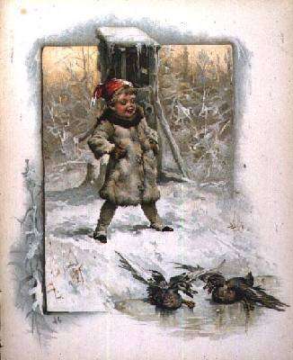Jack Frost Little boy watching ducks on the ice by Romanticism
