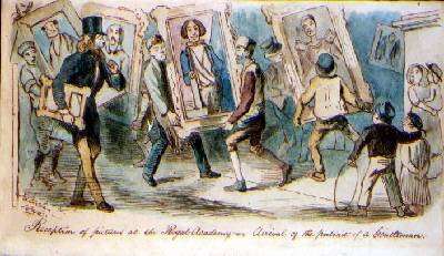 Reception of pictures at the Royal Academy Arrival of the Portrait of a Gentleman by Romanticism