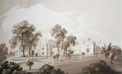 View of the Farm House with Screen to Stables and Farm buildings to Sezincote House by Romanticism