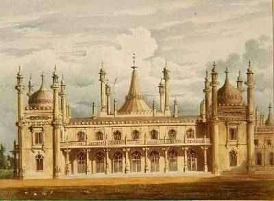 Facing West the Kings Apartment with Household Apartments above from Views of the Royal Pavilion by Romanticism