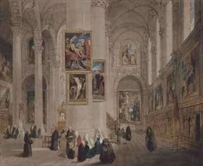 Interior of a church at St Rombaut Malines by Romanticism