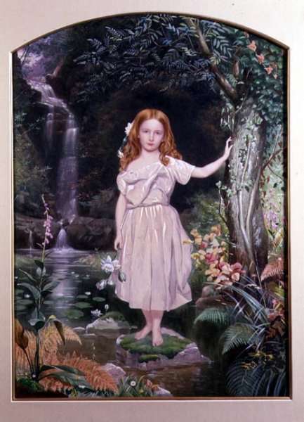 A Girl Standing by a Waterfall by Romanticism