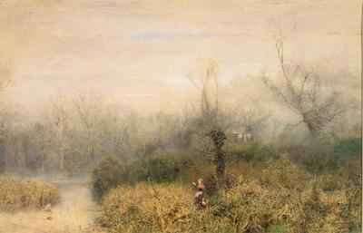 By a Lake 1882 by Romanticism