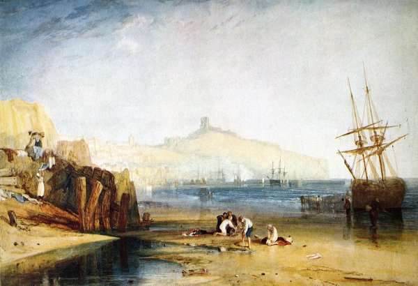 Scarborough Town and Castle: Morning: Boys Catching Crabs by Romanticism