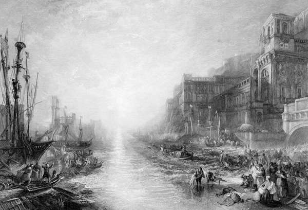 The Embarkation of Regulus, Ancient Carthage, engraved by Daniel Wilson 1816-92, 1838-52 by Romanticism