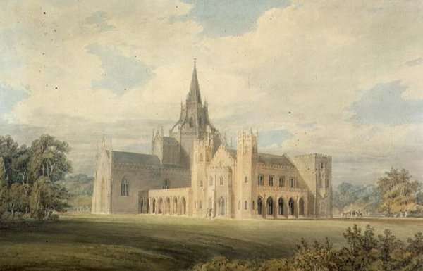 Perspective View of Fonthill Abbey from the South West, c.1799 by Romanticism