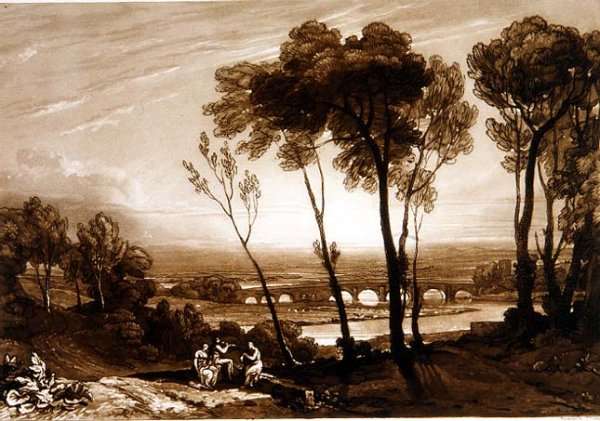 The Bridge in Middle Distance, from the Liber Studiorum, engraved by Charles Turner, 1808 by Romanticism