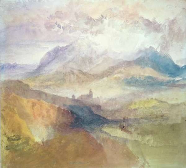 View along an Alpine Valley, possibly the Val d'Aosta 2 by Romanticism