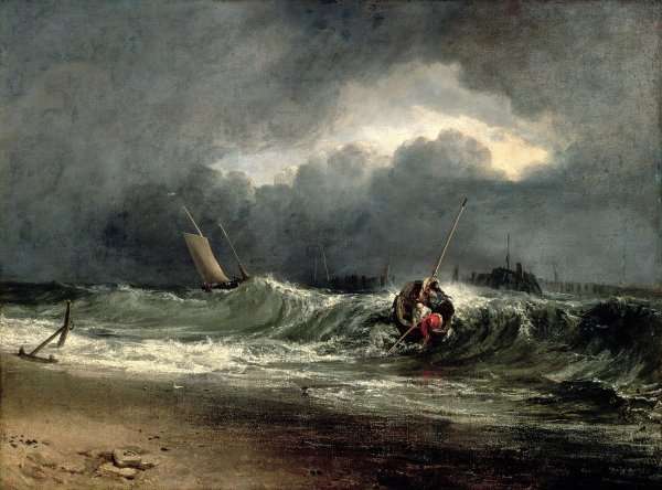 Fishermen upon a lee-shore in squally weather by Romanticism
