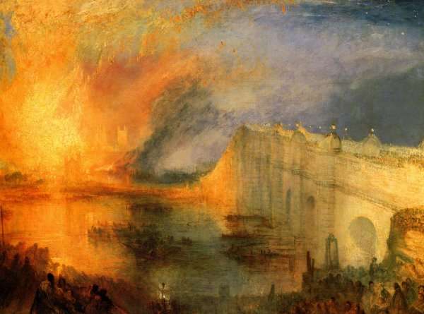 The Burning of the Houses of Parliament (1) 1834 by Romanticism