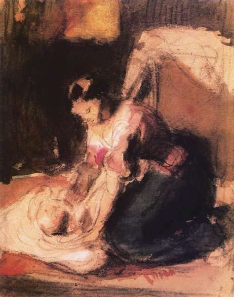 Gyereket polyazo anya, 1847 by Romanticism