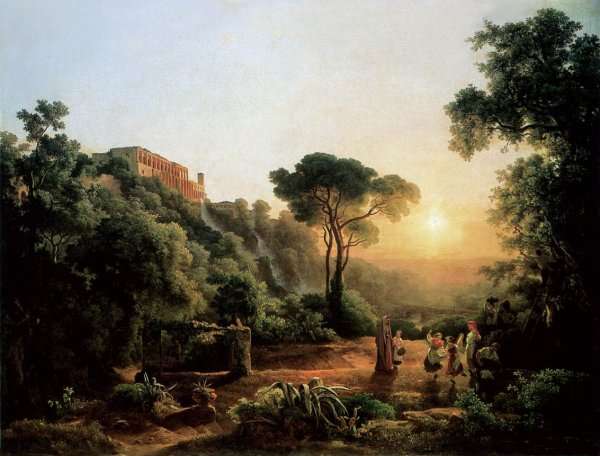 Landscape near Tivoli with Vintager Scens 1846 by Romanticism