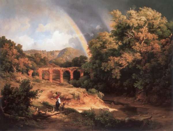 Italian Landscape with Viaduct and Rainbow 1838 by Romanticism