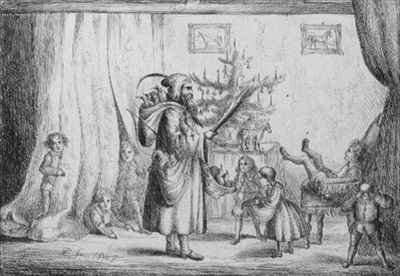 Father Christmas Bringing Presents to the King's Children by Romanticism