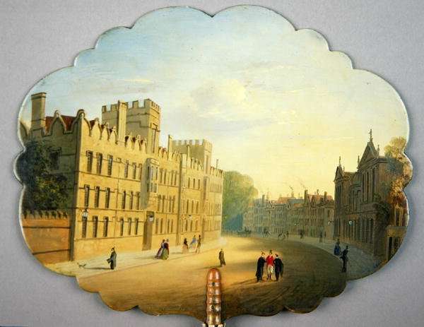 Victorian screen with a scene of Oxford High Street and Queens College by Romanticism