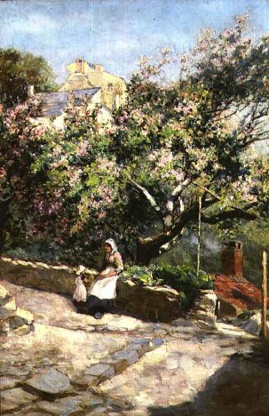 Mother and Child Beneath the Blossom by Romanticism