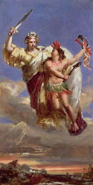 France Sustaining America Allegory of the Siege of Yorktown by Romanticism