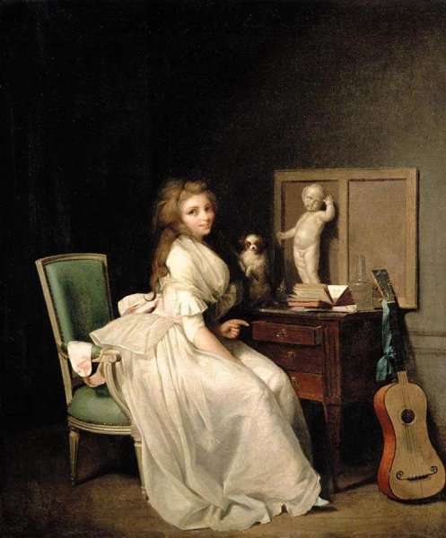 A Lady Seated at Her Desk by Romanticism
