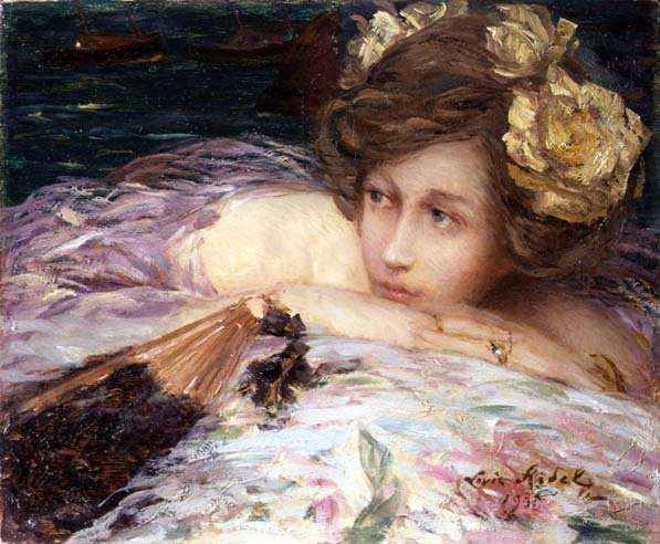 A Lady with her Fan by Romanticism