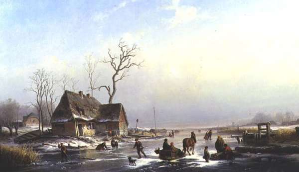 Figures on a Frozen River by Romanticism
