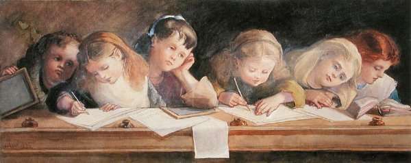 The Writing Lesson, 1880 by Romanticism