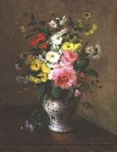 Still life with flowers in a vase by Romanticism