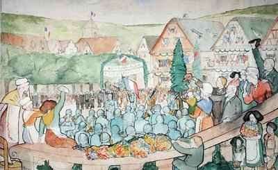 French soldiers liberating a town in Alsace by Romanticism