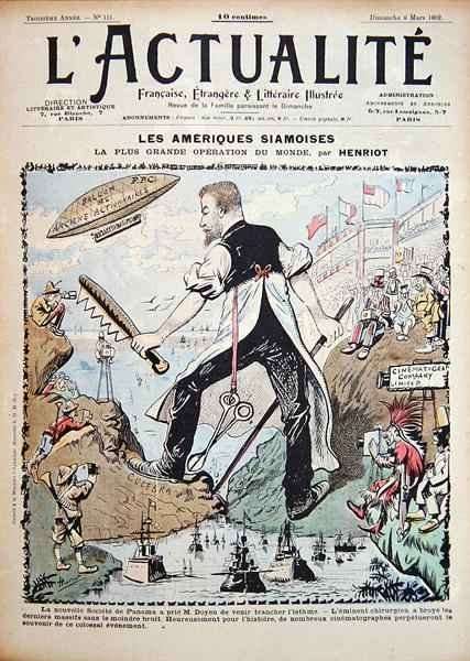 Caricature on the Construction of the Panama Canal and the Media Coverage surrounding it cover of LActualite magazine by Romanticism