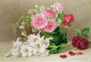 Roses and Lilies by Romanticism