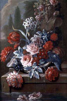 Still Life of Flowers by a Fountain by Romanticism