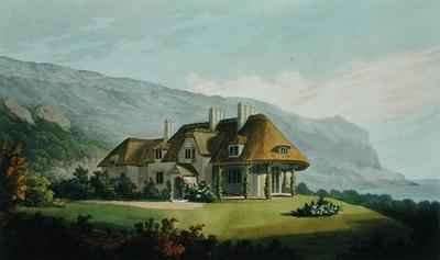 Thatched seaside villa for James Vine Esq at Puckaster Isle of Wight by Romanticism