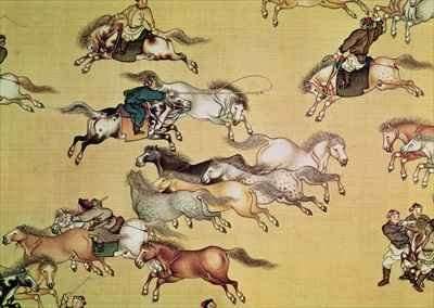 Voyage of Emperor Qianlong 1736-96 detail from a scroll Qing Dynasty by Romanticism