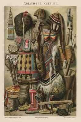 Asiatische Kultur I plate from the Myers Konversations-Lexikon 1895 by Romanticism