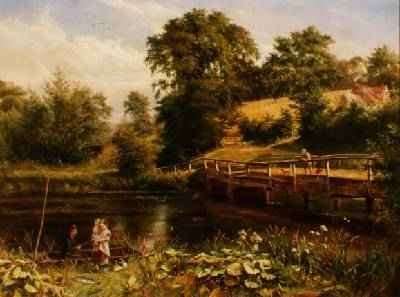 Fishing by the Bridge by Romanticism