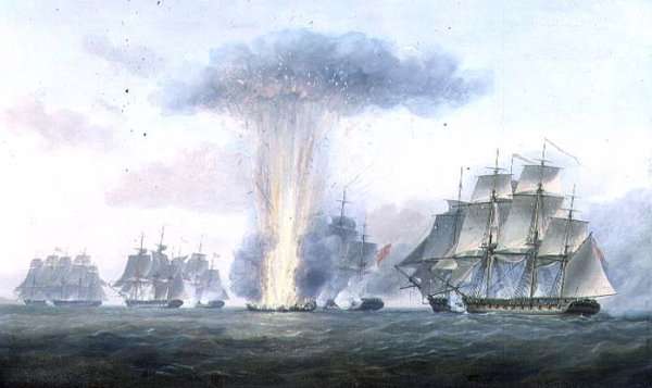 H.M.S. Lively capturing the Spanish frigate Clara off Cape St. Mary, c.1806 by Romanticism