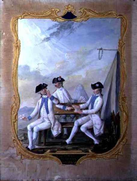 Officers from the Forez Bearn and Agenais Regiments playing cards by Romanticism