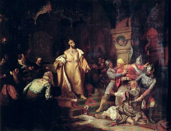 Tsar Ivan III 1440-1505 Tearing the Deed of Tatar Khan, 1862 by Romanticism