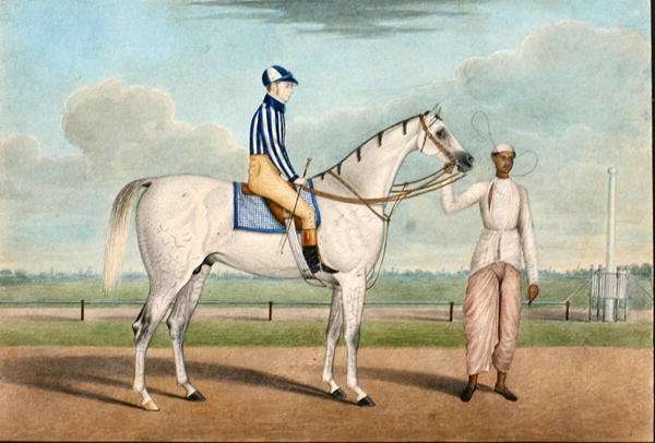 Racehorse with jockey up and groom, Calcutta by Romanticism