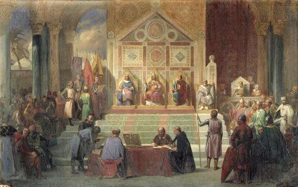 St Louis 1214-70 King of France Receiving Robert Patriarch of Jerusalem by Romanticism