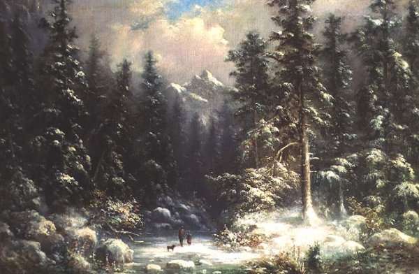 Forest Snow Scene by Romanticism